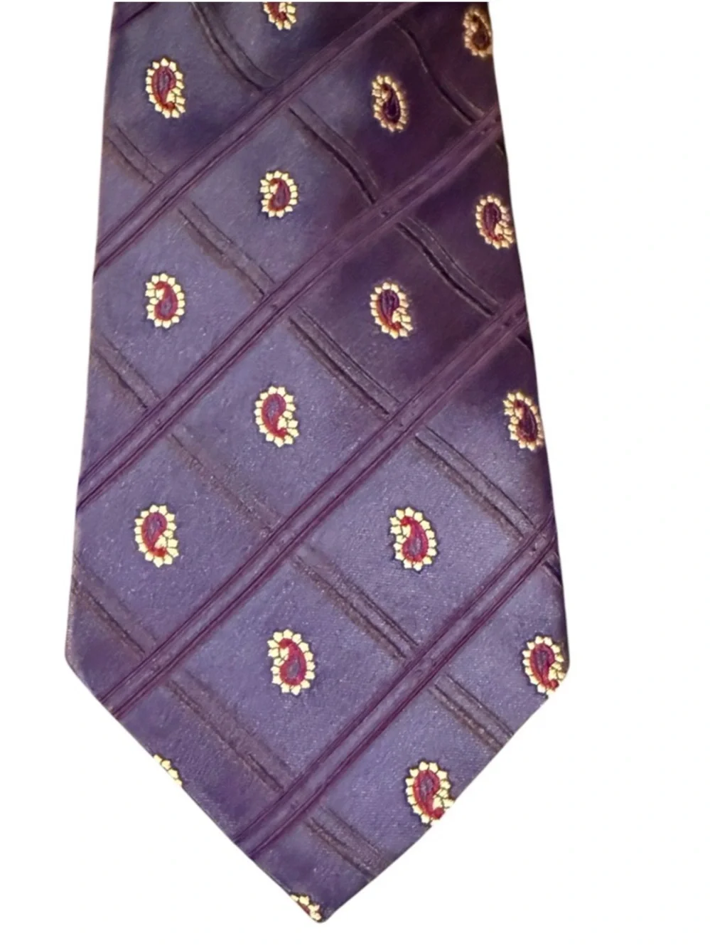 Ermenegildo Zegna 100% Silk Tie Purple Paisley Medallion Made in Italy 1990s